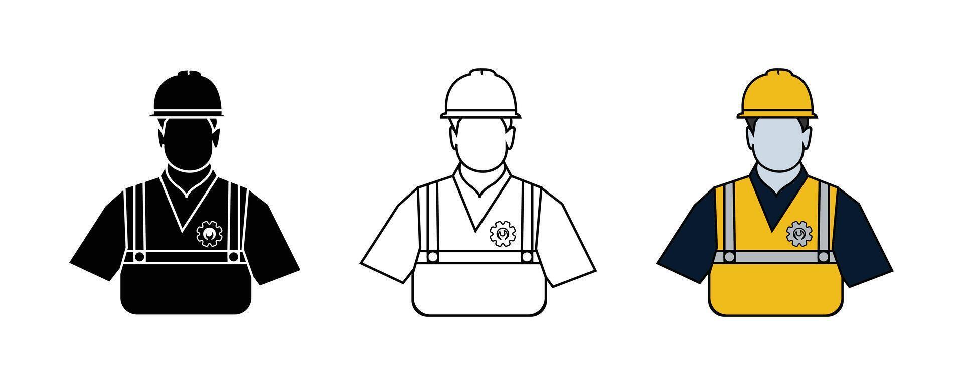 Construction Worker outline vector isolated on white background. Builder Worker icon.