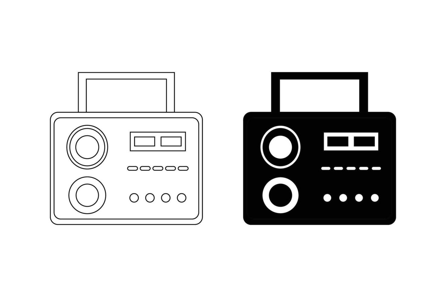 Simple radio outline vector. Radio black icon. Vector illustrations.