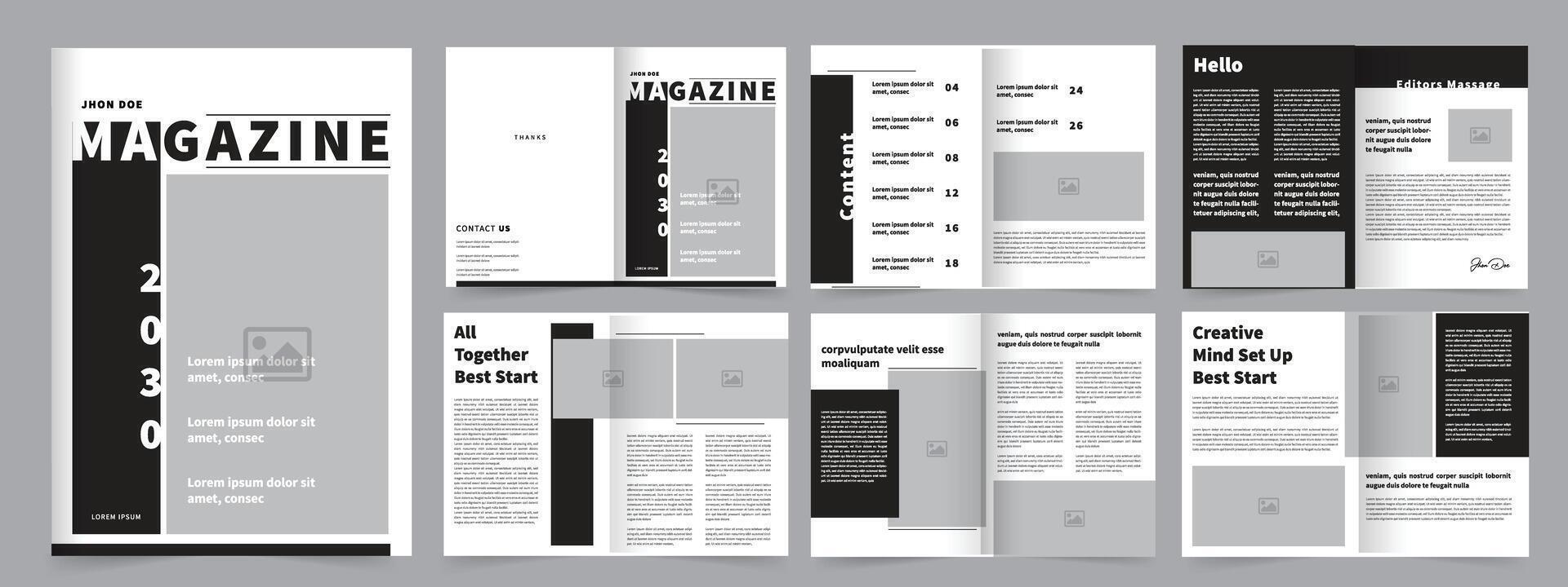 Professional Magazine Template, Modern Fashion and Lifestyle Magazine Template Layout vector