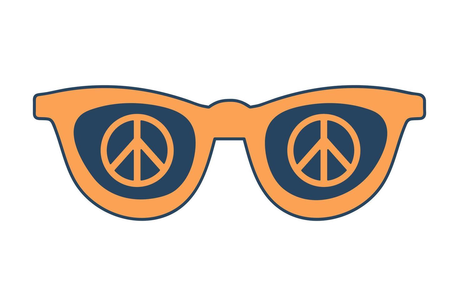 retro maravilloso hippie Gafas de sol. vistoso dibujos animados psicodélico años 60, 70s estilo. minimalista Anticuado Arte diseño. vector