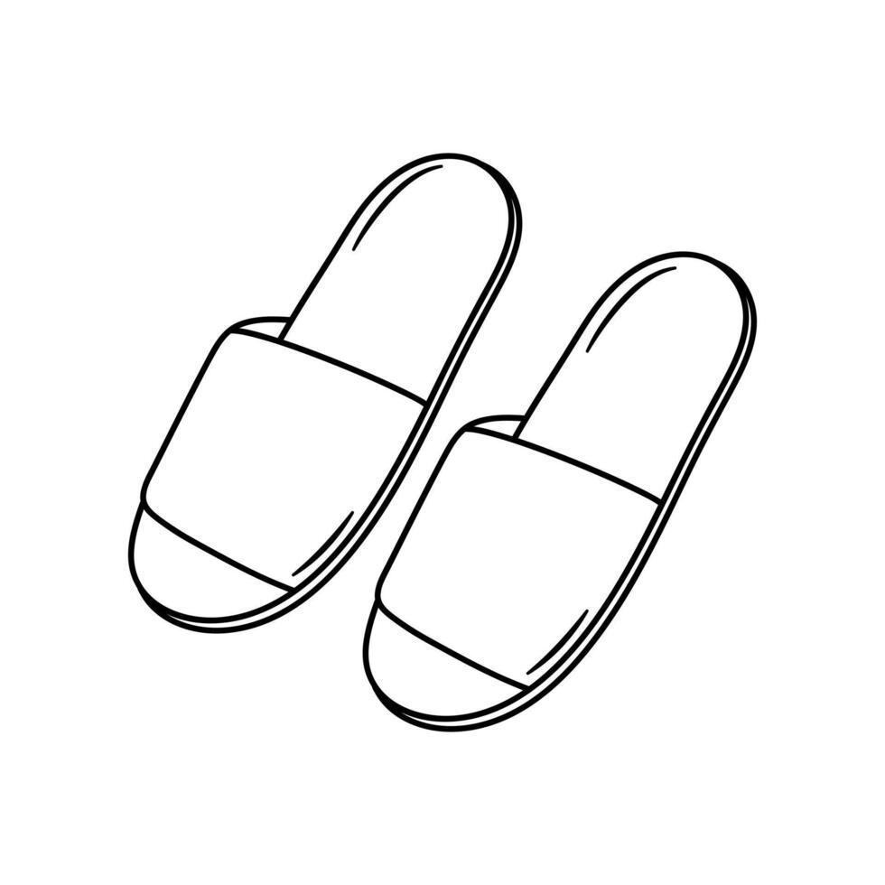 Spa slippers. Pair of bath slippers. Hand drawn doodle vector illustration.