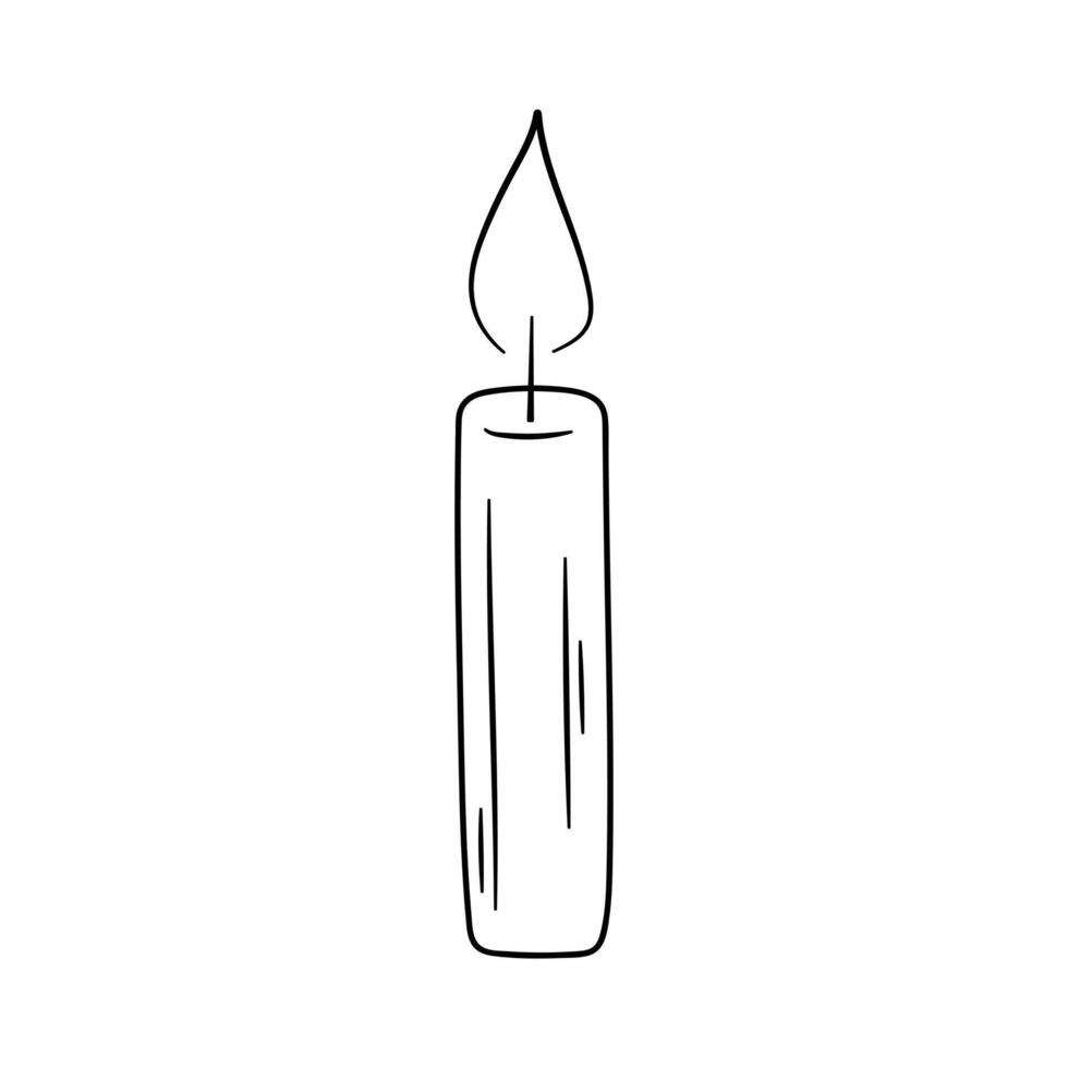 Cute burning candle. Hand drawn doodle vector illustration.