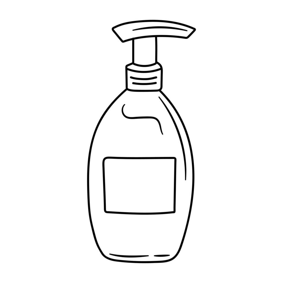 cosmético botella con dispensador. mano dibujado garabatear vector ilustración.