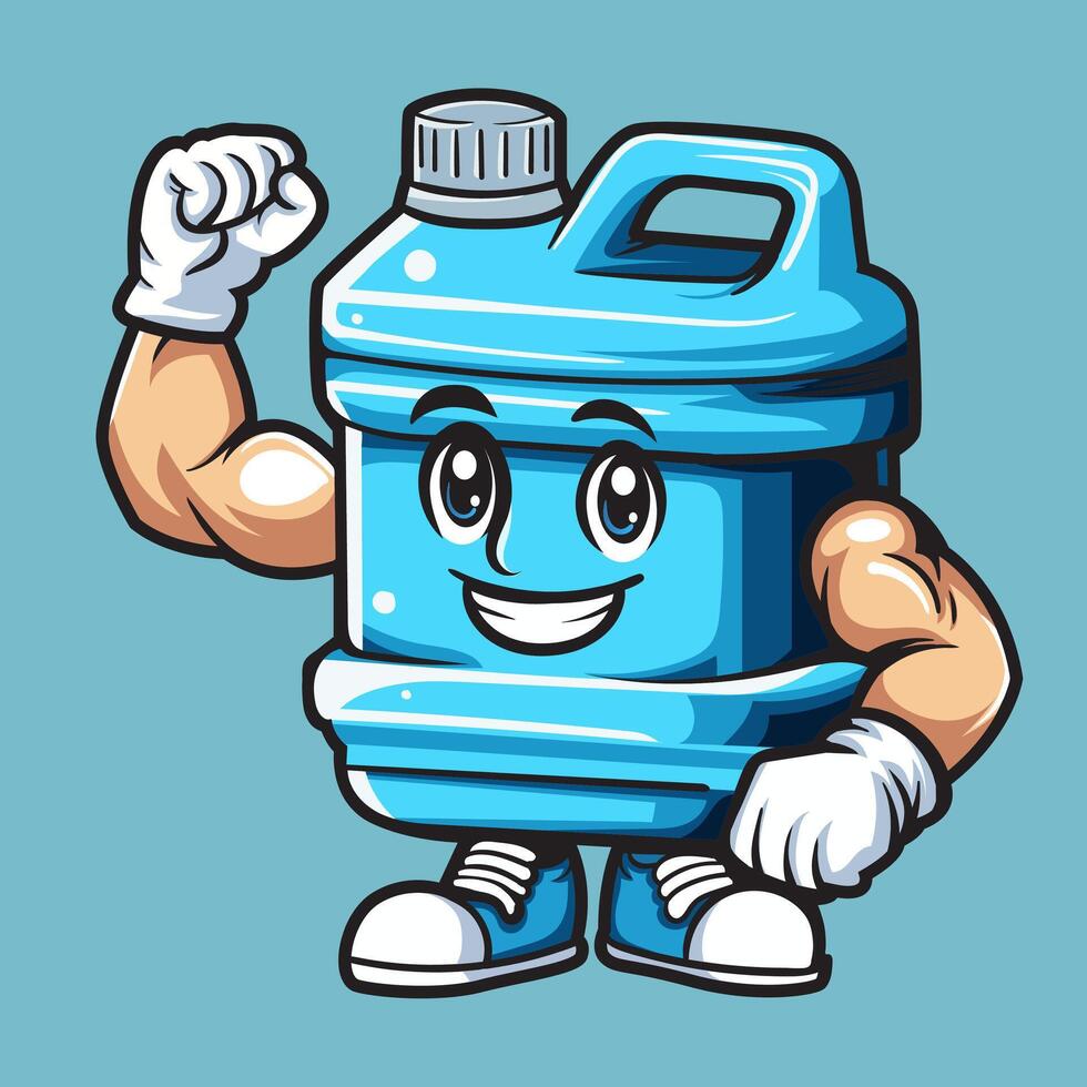 logo mascot refill galon worker mineral water hand drawn illustration vector