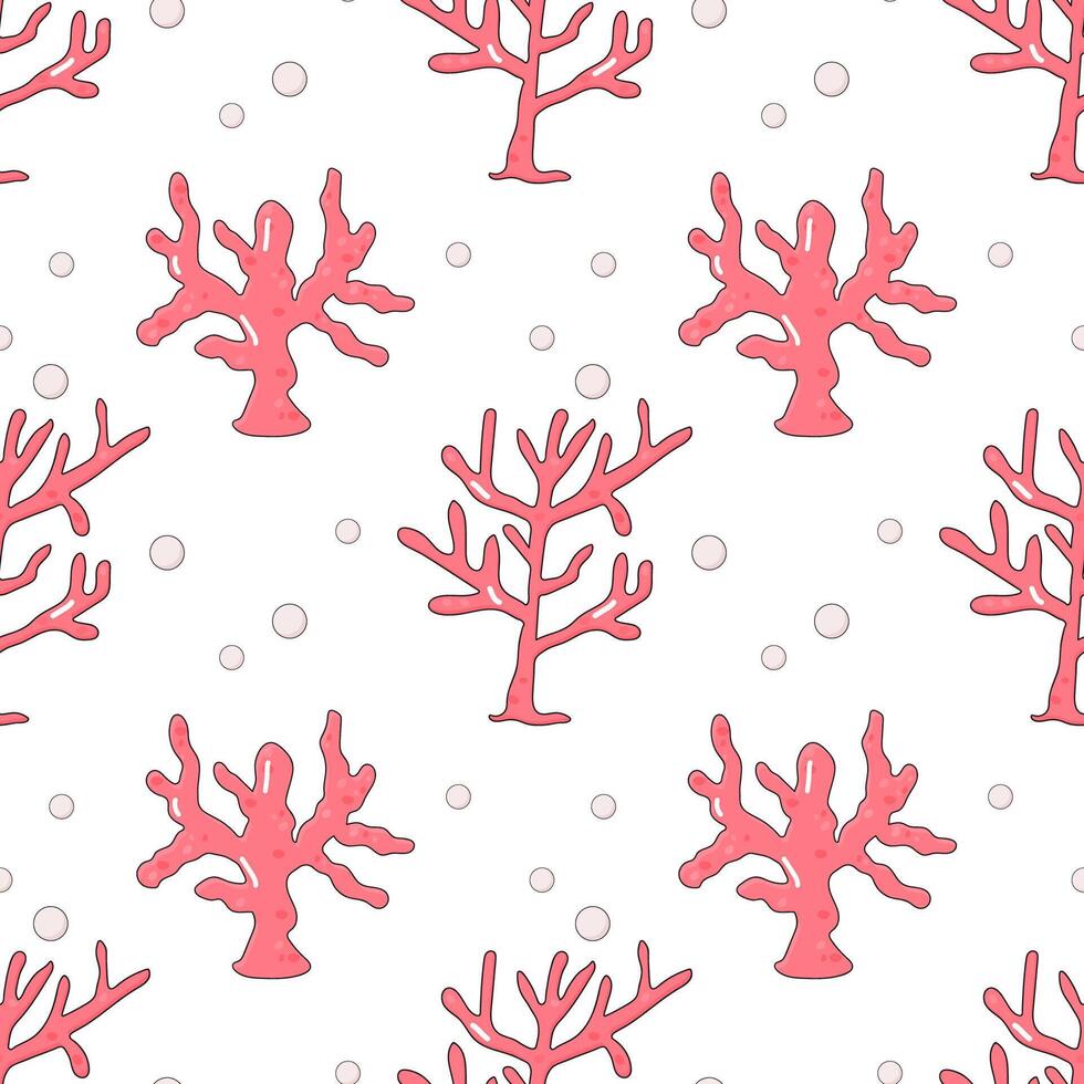 Summer seamless pattern, sea world, cute coral . for fabric or wrapping paper vector