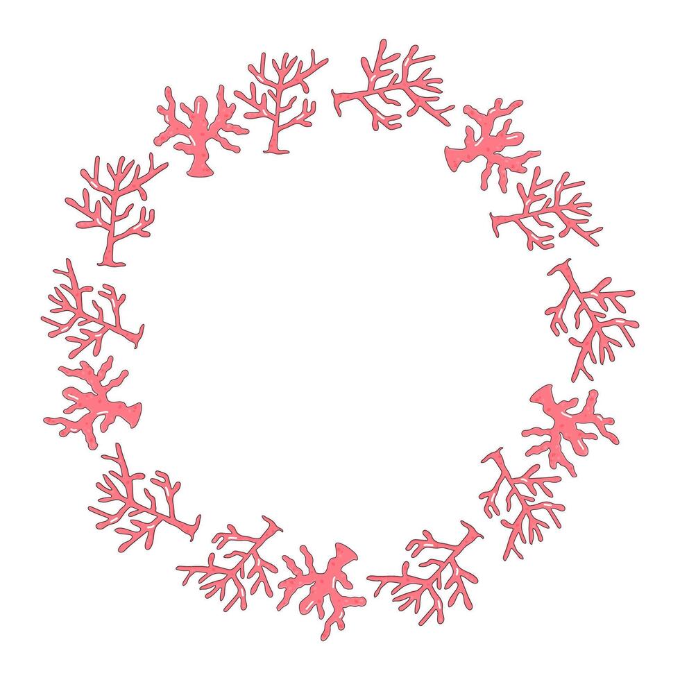 frame, border, of marine plants. summer marine, seaweed, coral, reef vector