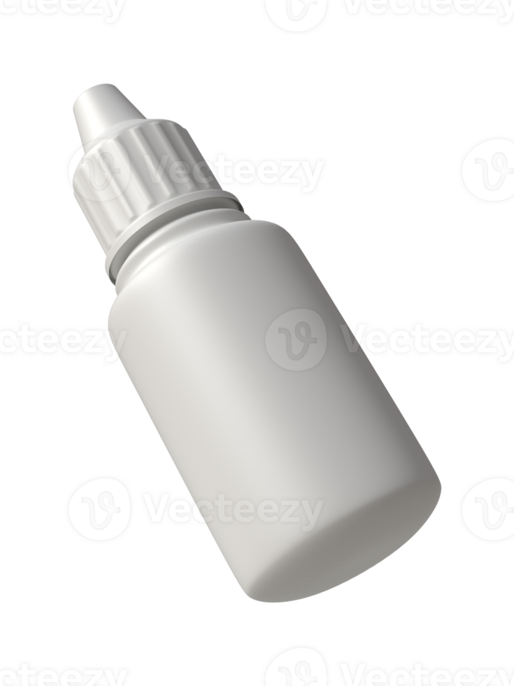 3D blank white dropper bottle or container for medicine mockup, png