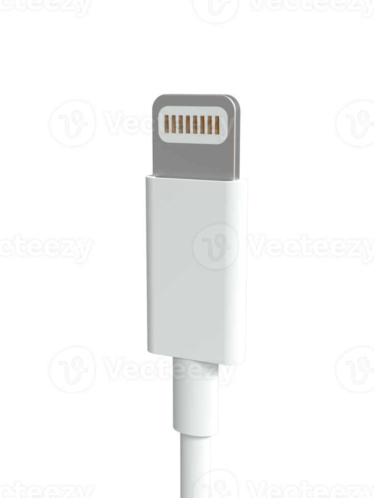 3D USB- lightning Type Cable Rendering - High-Quality Connectivity Visualization png
