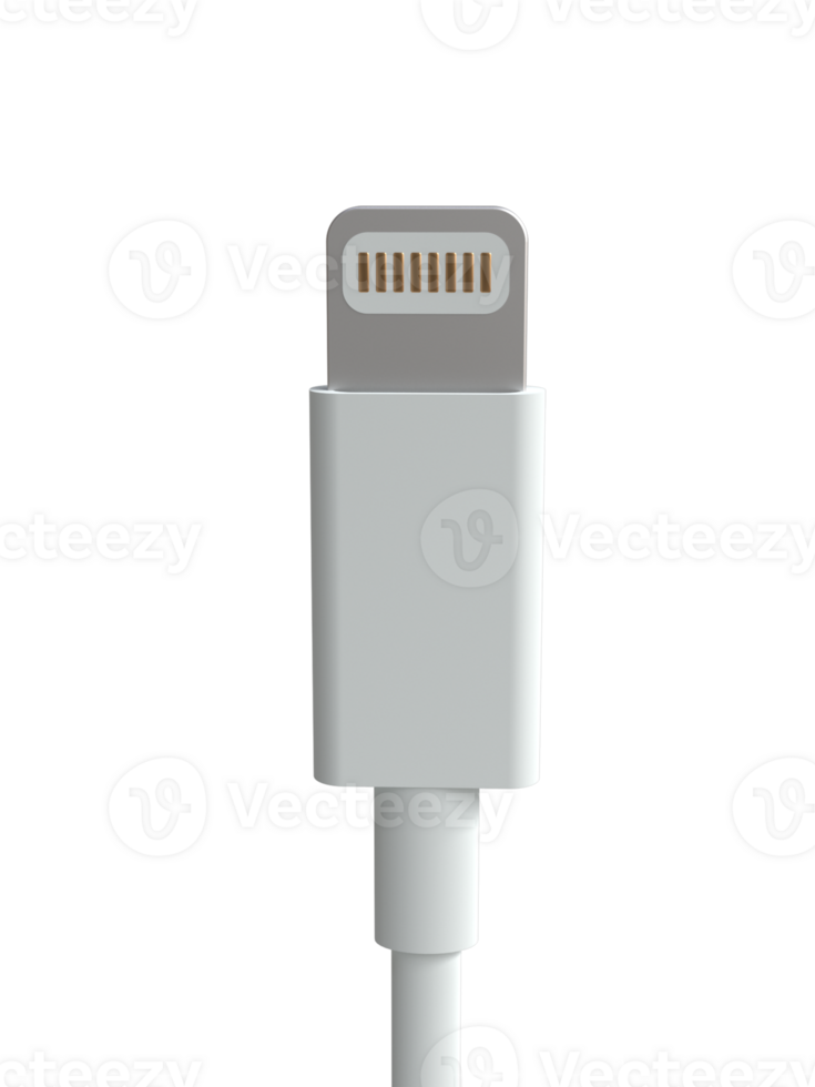 alto calidad 3d USB- relámpago tipo cargador cable representación para móvil teléfono y electrónico dispositivo png