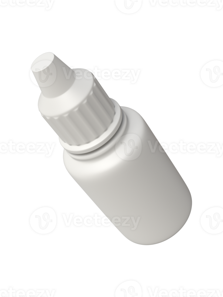 3D blank white dropper bottle or container for medicine mockup, png