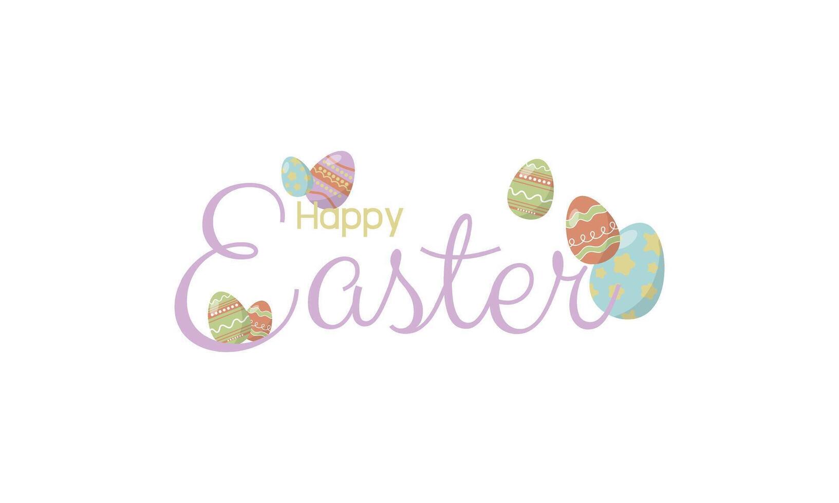 The letter or word of Happy easter day with the easter eggs isolated on white background for presentation, web banner, article, greeting card isolated on white background. vector