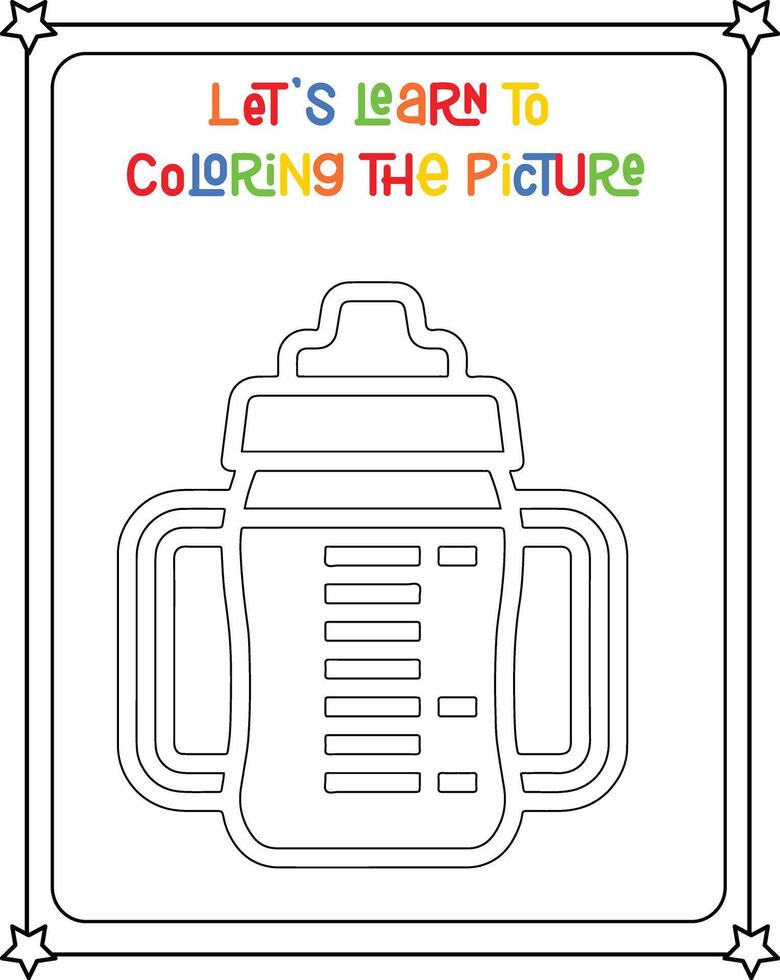 Drawing vector coloring book illustration baby milk bottle