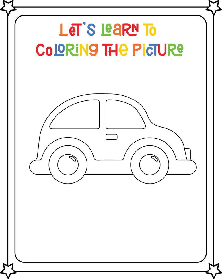 dibujo vector colorante libro ilustración coche dibujos animados