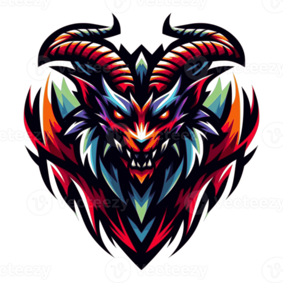 AI generated head of demon with horns.  suitable for an esport or gaming logo png