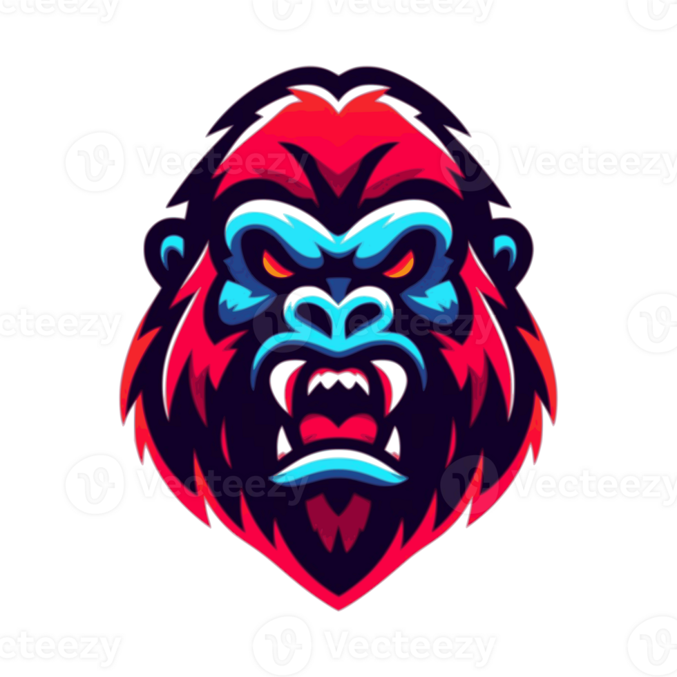 AI generated head of red gorilla png