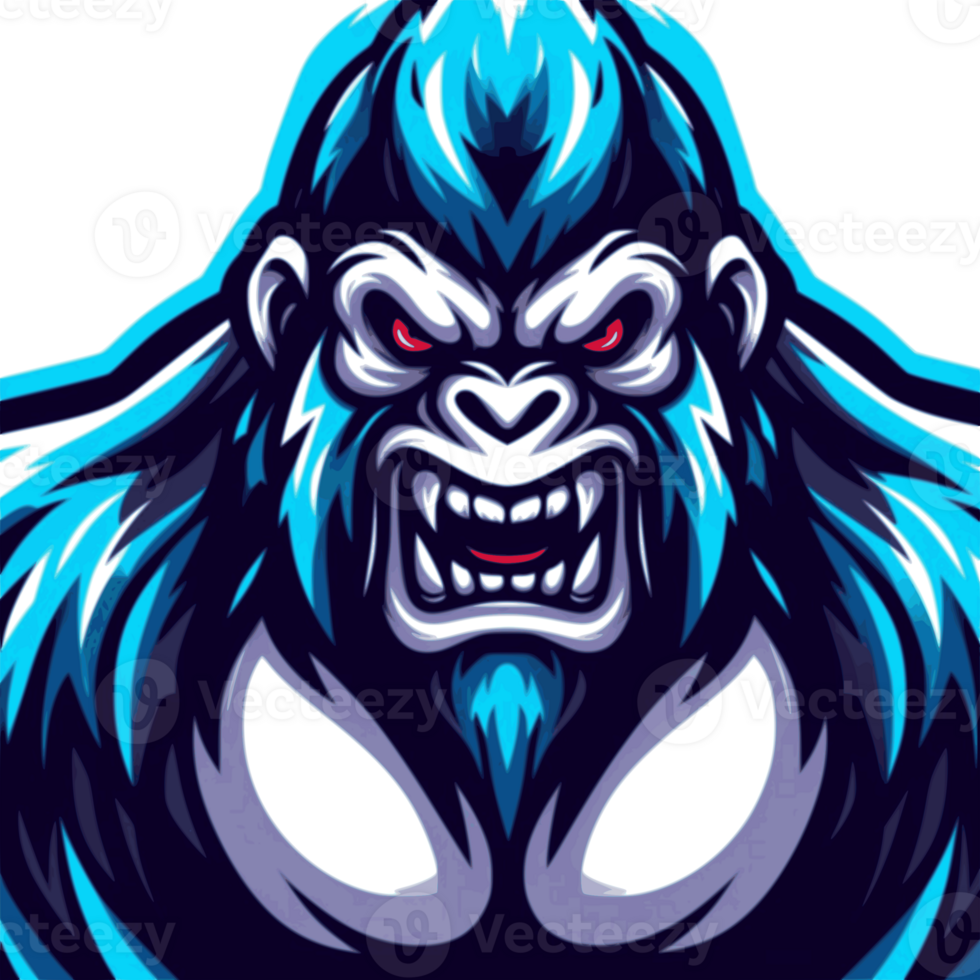 AI generated gorilla with red eye, half body png
