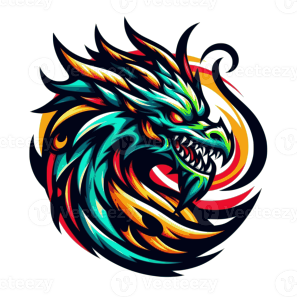 AI generated head dragon suitable of a logo png