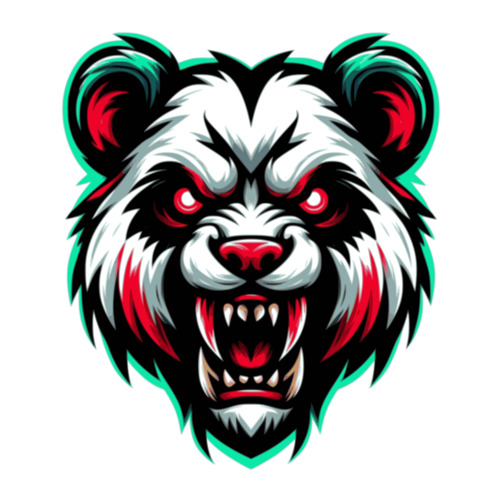 AI generated scary head panda suitable for a logo esport gaming available in PNG
