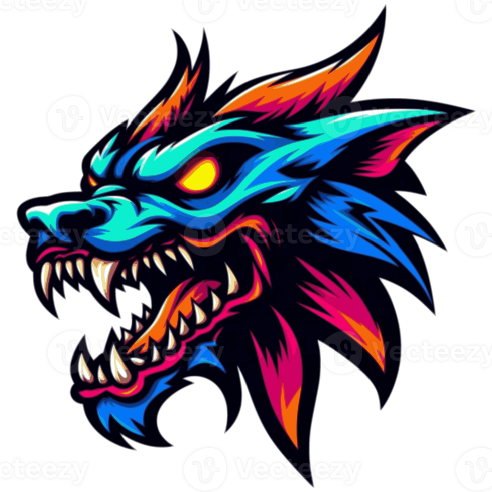 AI generated head of wolf. suitable for an esport or gaming logo png