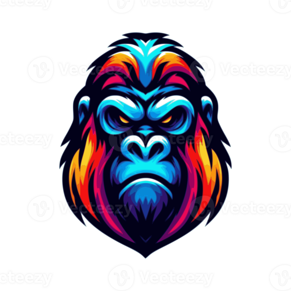 AI generated illustration of a head gorilla. suitable for a logo. available in PNG