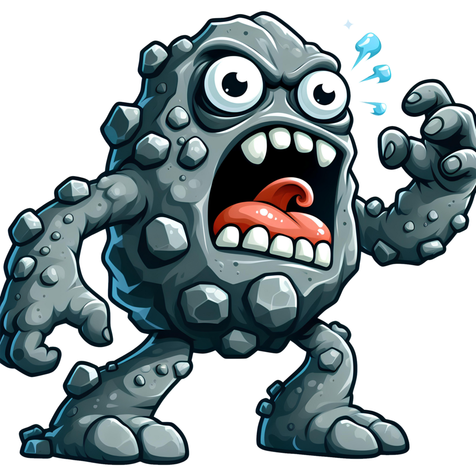 AI generated zombie monster cartoon character of rock png