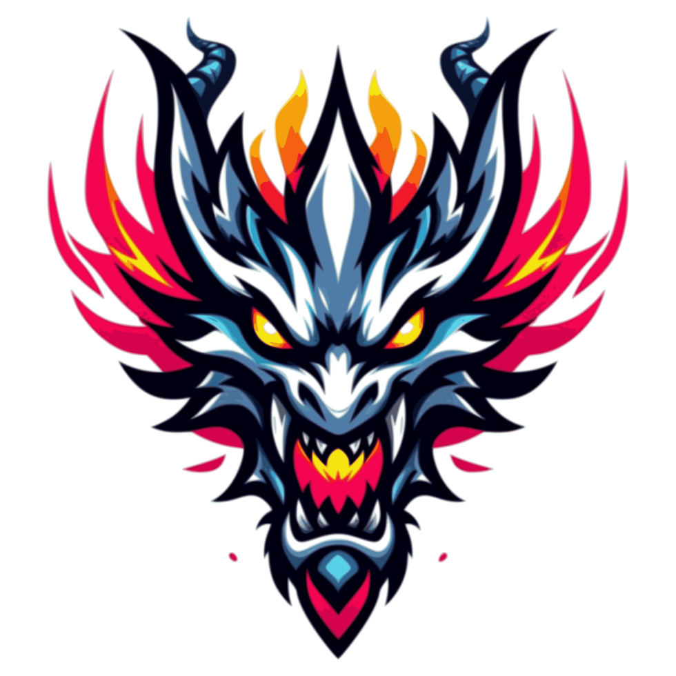 AI generated head dragon with flame suitable for T Shirt Design available in PNG