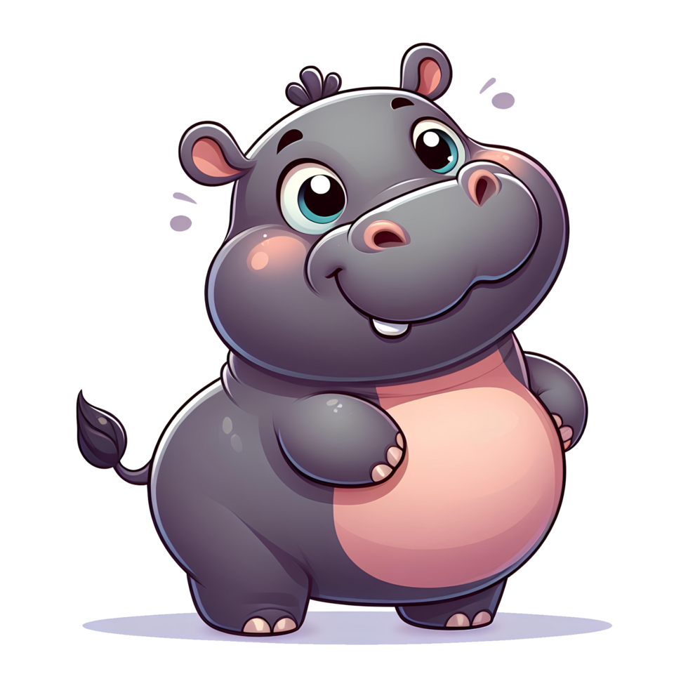 ai généré adorable hippopotame dessin animé png