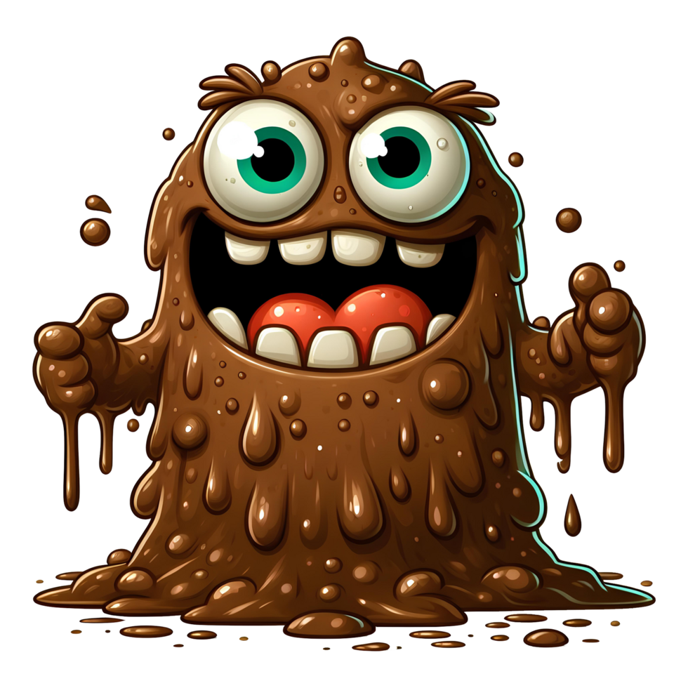 AI generated cartoon monster of chocolate character png