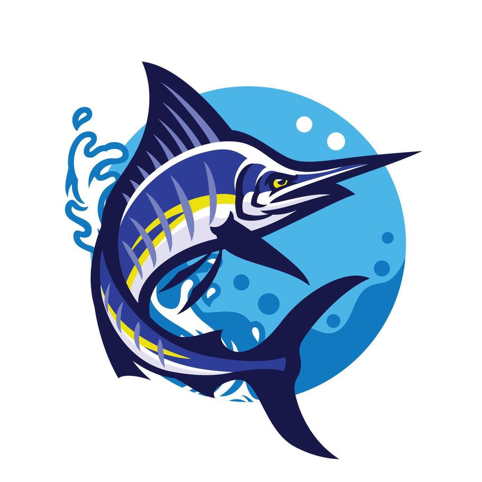 aguja pescado logo mascota diseño vector