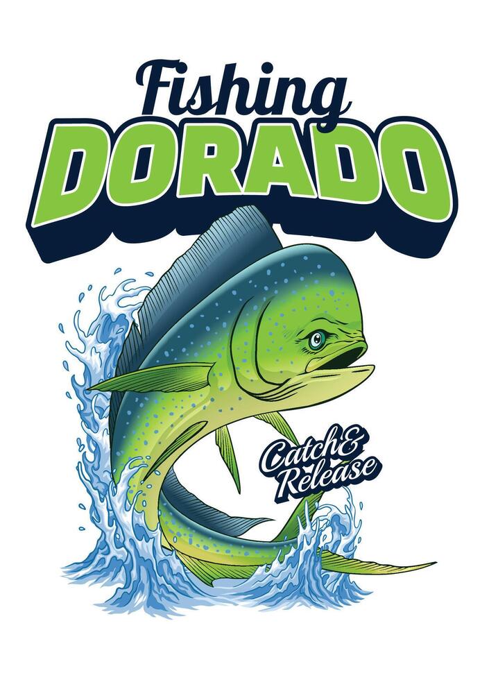 T-Shirt Design of Fishing Dorado Fish Illustration vector