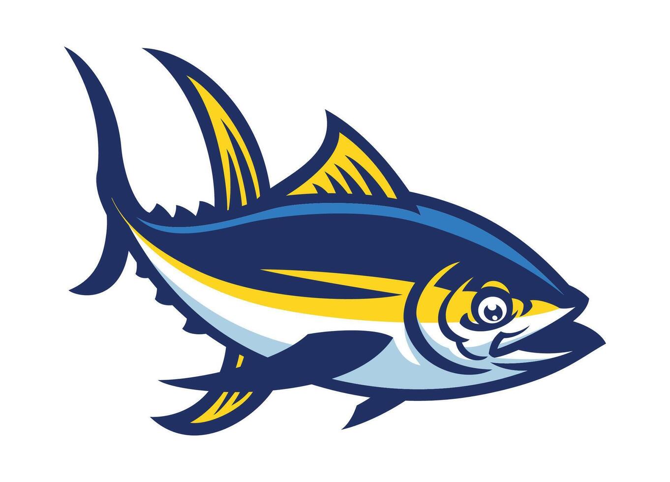 Yellowfin Tuna Fish Cartoon Illustration vector