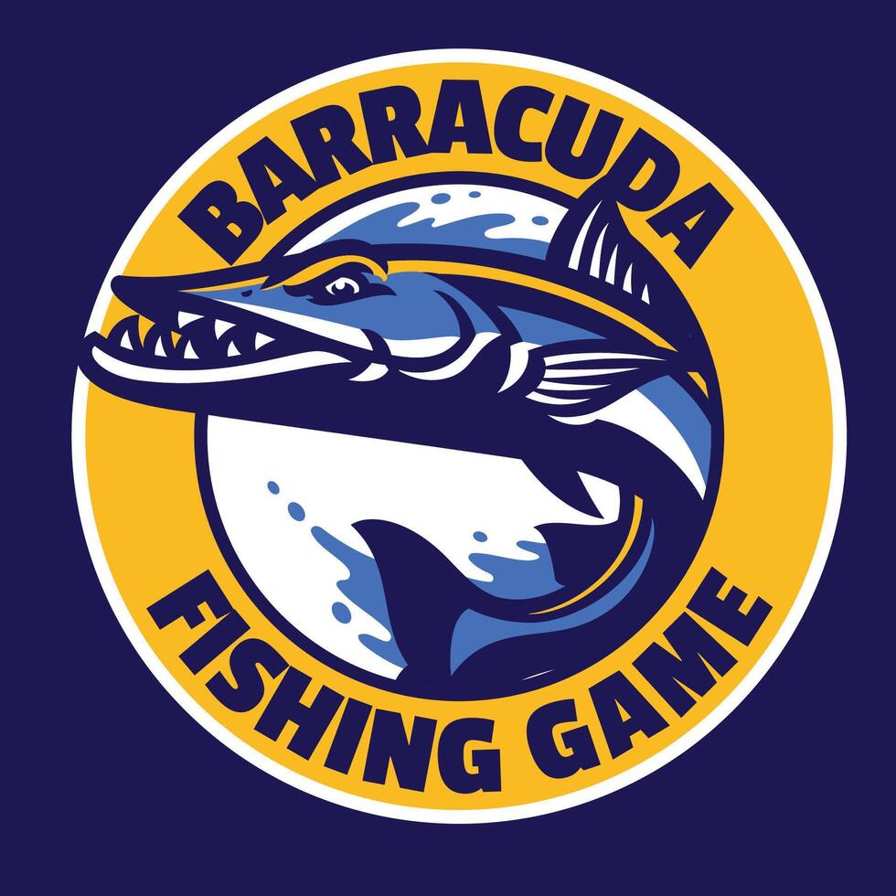 barracuda pescado mascota logo diseño vector