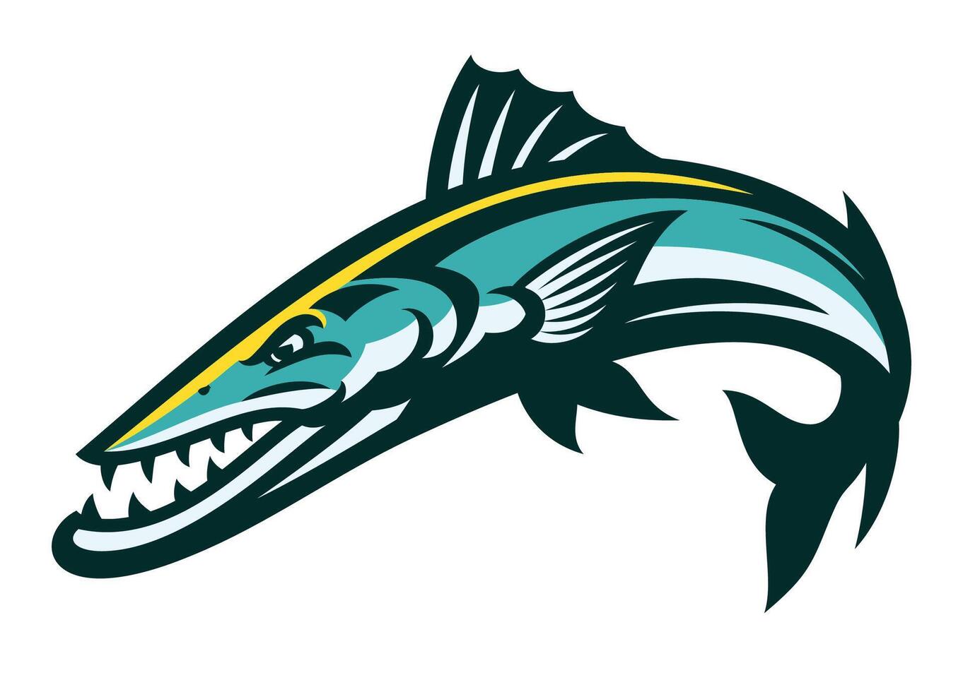 Jumping Barracuda Fish Mascot Cartoon vector