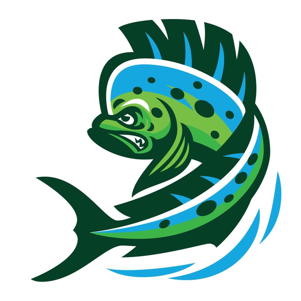 Mahi mahi pescado mascota logo ilustración vector