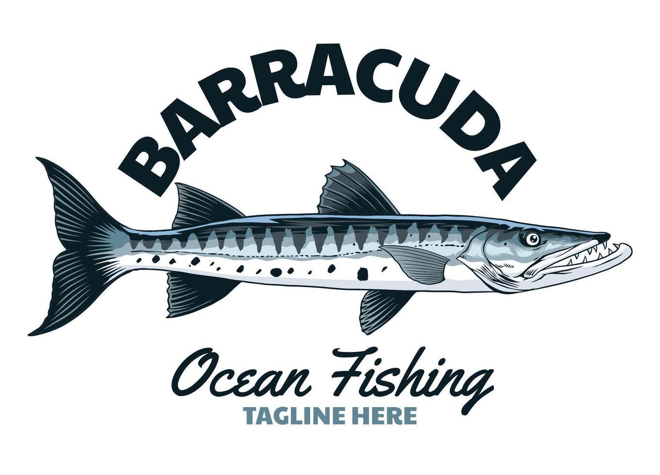 Shirt Design of Barracuda Fishing vector