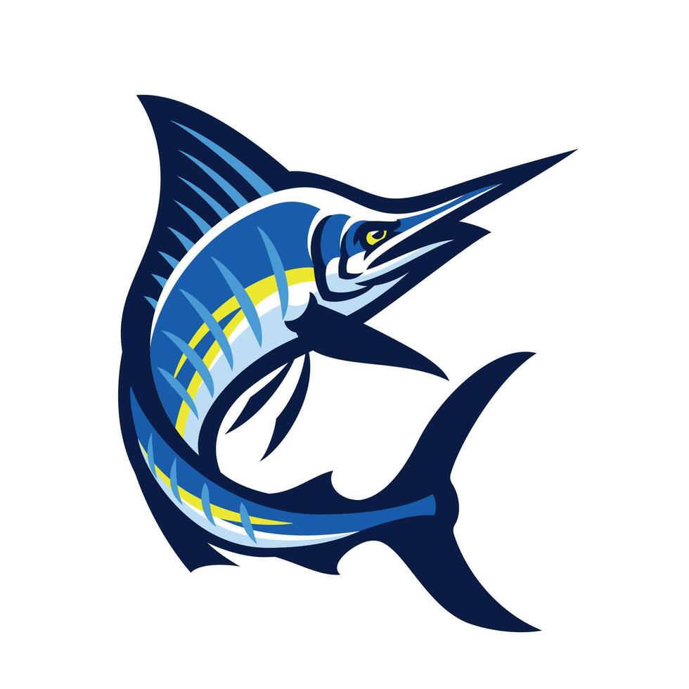 Blue Marlin Fish Mascot Cartoon vector