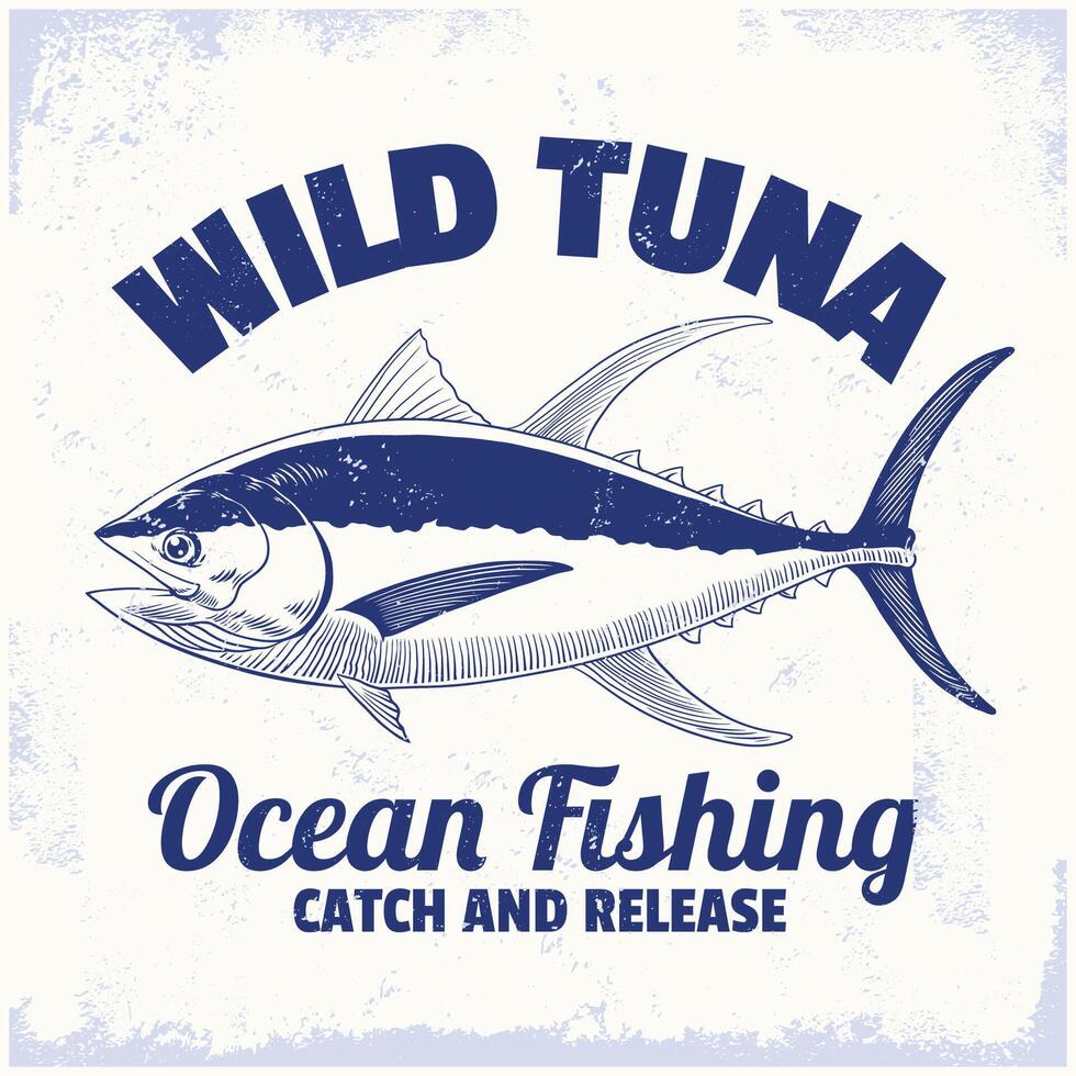 Tuna Fishing Vintage Shirt Design vector