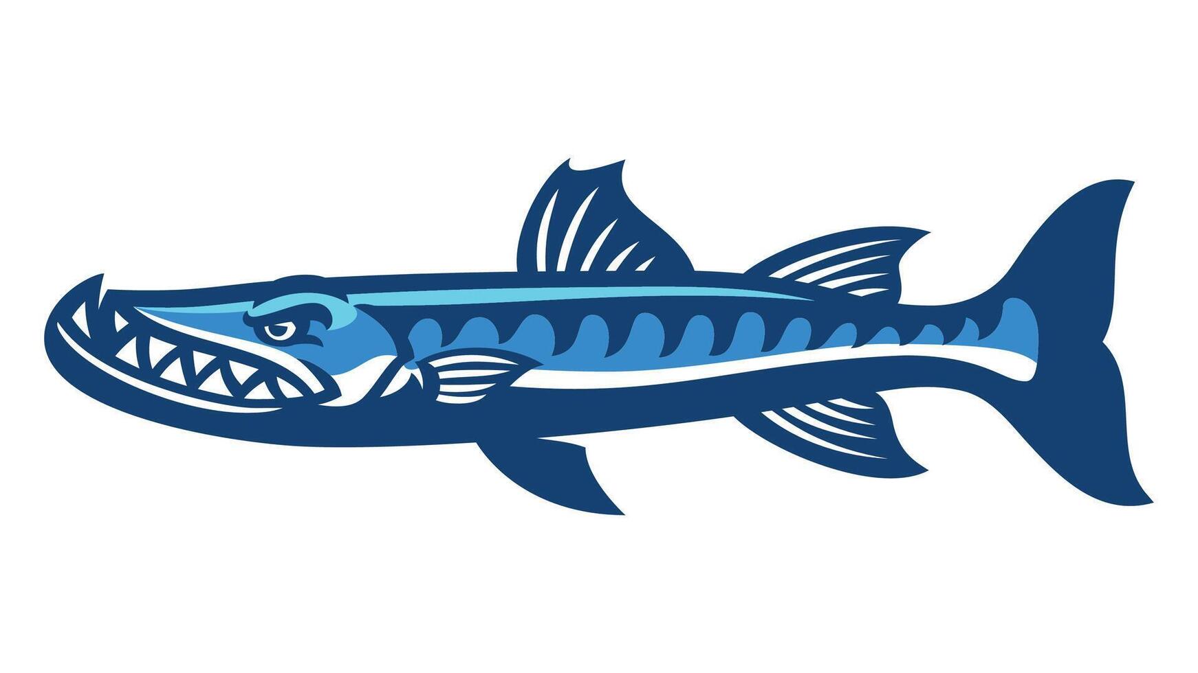 Barracuda Fish Mascot Cartoon Illustrasion vector