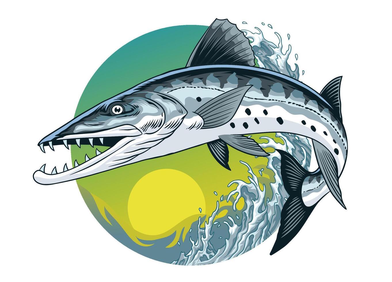 Barracuda Fishing Shirt Design in Vintage Style vector