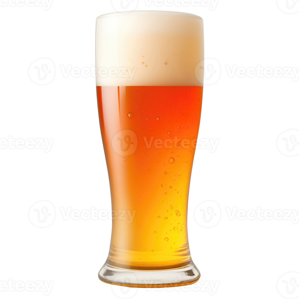 ai generado cerveza vaso aislado en transparente antecedentes png