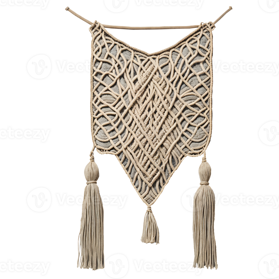 AI generated Macrame wall hanging small carpet isolated on transparent background png