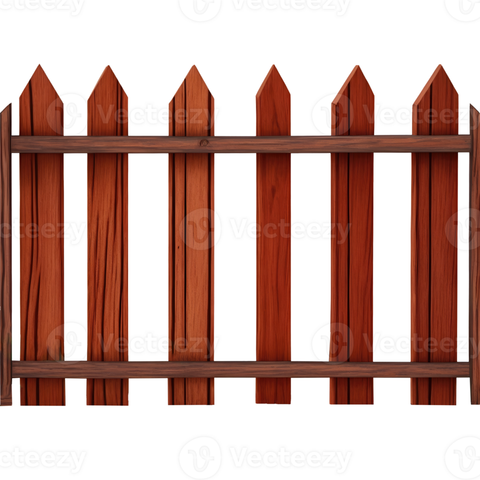 AI generated Realistic wooden fence isolated on transparent background png