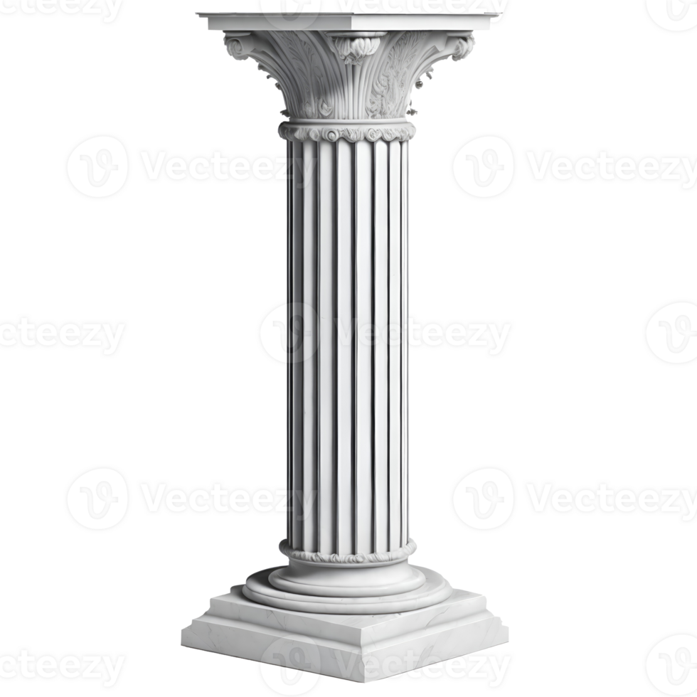AI generated White marble column isolated on transparent background png