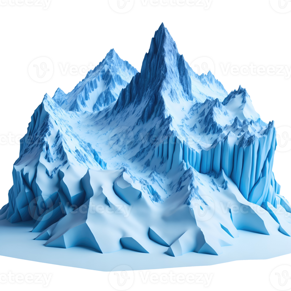 AI generated Realistic frozen mountains isolated on transparent background png