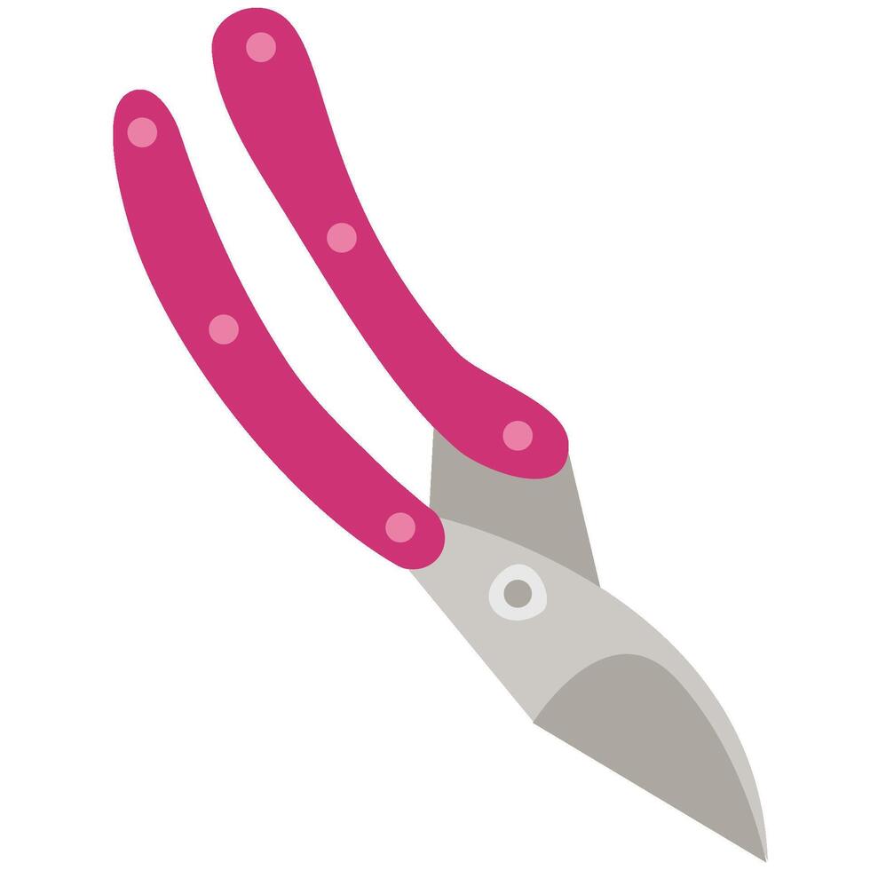 Gardening equipment. Pink secateurs. Simple pruner vector design.