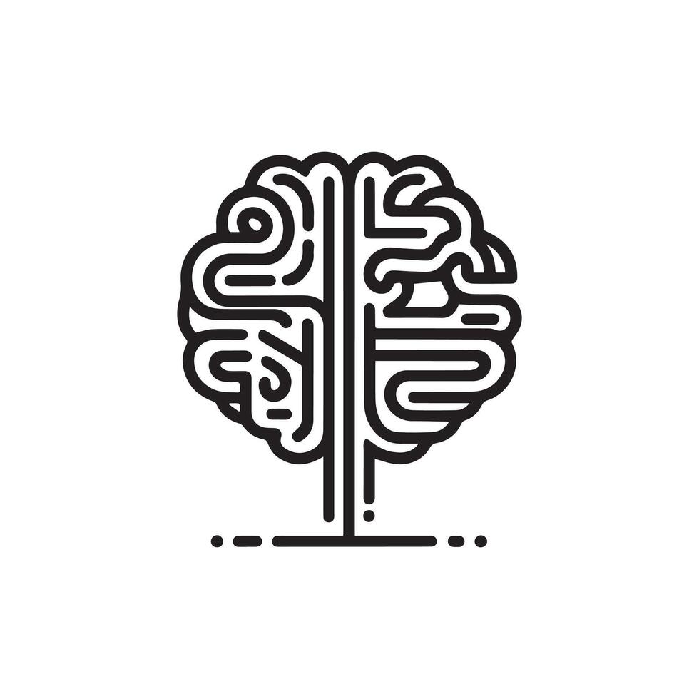 Minimalist black and white brain logo vector
