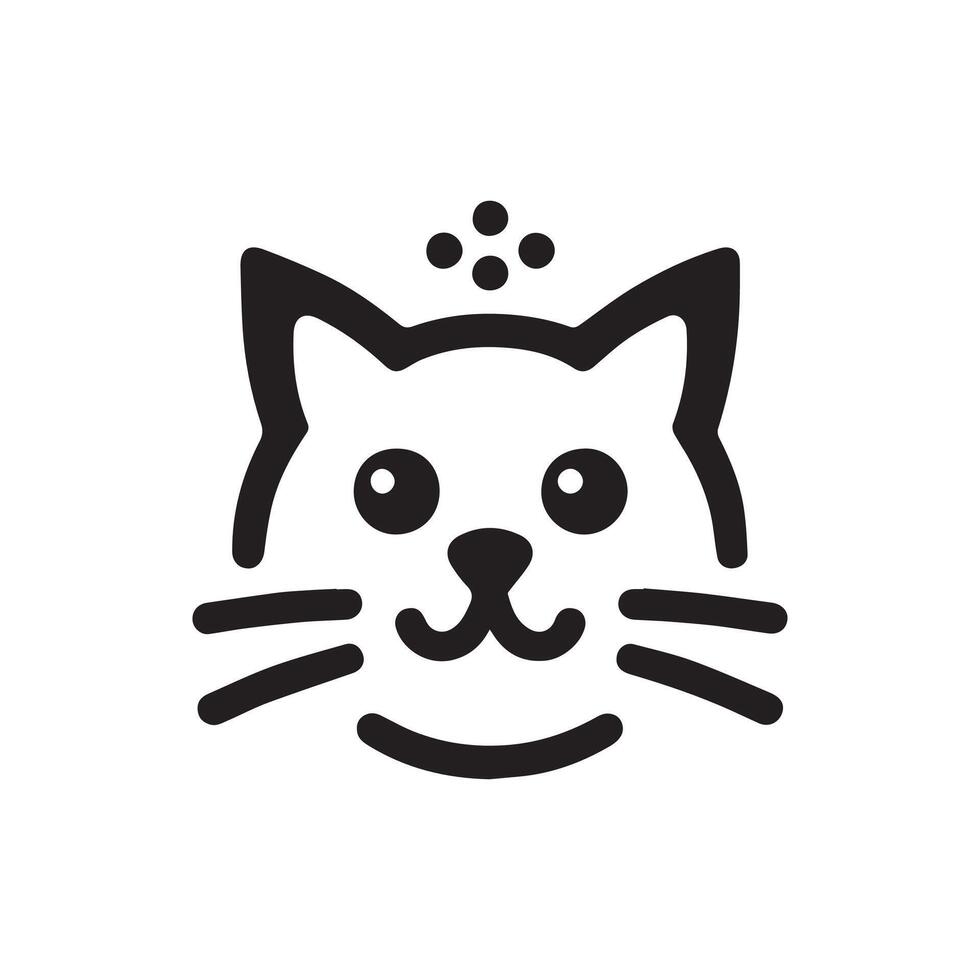 minimalist black and white cat logo vector