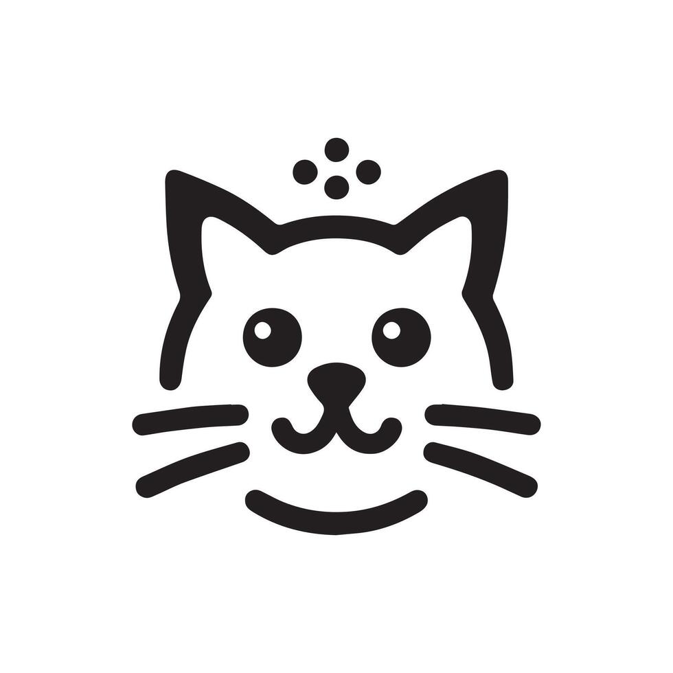 minimalist black and white cat logo vector