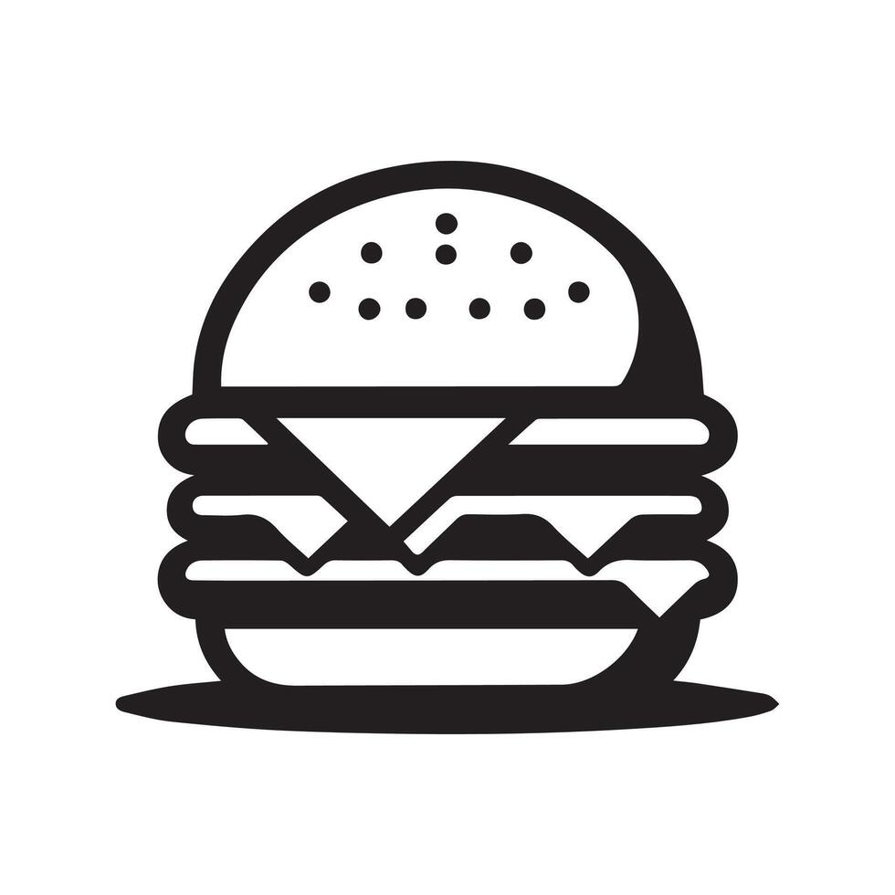 sencillo negro y blanco hamburguesa logo vector