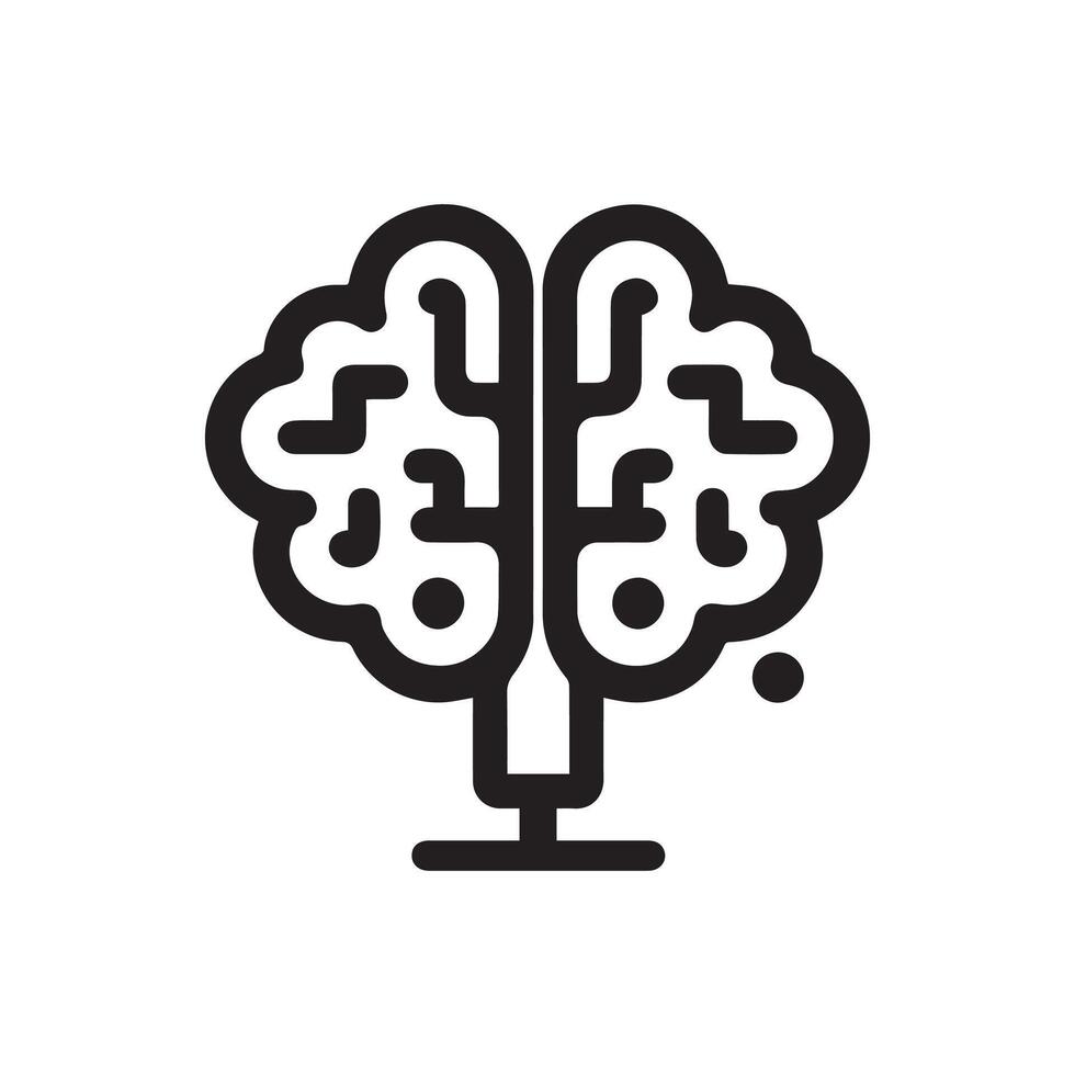 Minimalist black and white brain logo vector